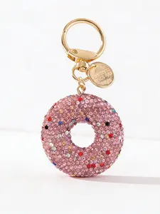 New Donut Keychain with Rhinestones, Handmade Minimalist Style, Perfect Graduation and Back-To-School Gift, Bag Charm, Car Key Chain, Phone Strap, Keychain for Bags