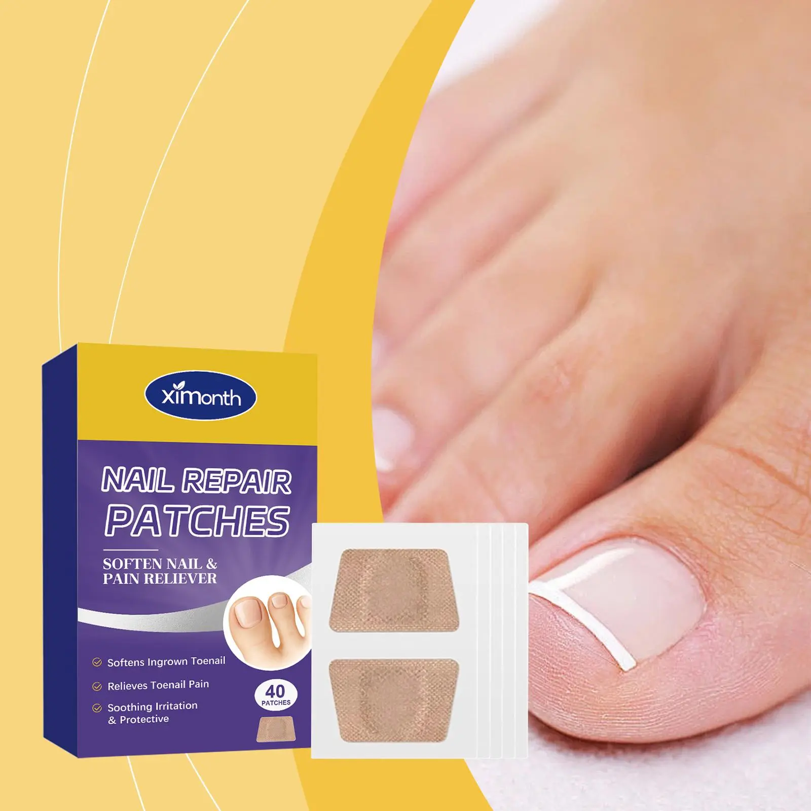 Ximonth Nail Care Patches Gently Protect Soft Toenails And Toenails. Night Daily Care Nail Patches