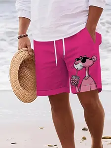 Men's Leopard Print Quick-Dry Breathable Casual Shorts, Lightweight Summer Stretch Waistband for Outdoor Activities & Gym, Drawstring Waist Shorts