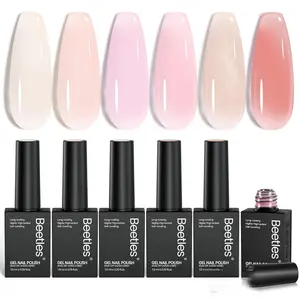 Beetles Jelly Gel Nail Polish Set, 6Colors Nude Pink Gel Polish Kit Neutral Shimmer Translucent Sheer Gel Soak off Uv Nail Concealer Peach Juice Collection French Nail Art Manicure Gift for Women Gloss Clear Cosmetic #TikTokShopBacktoSchool
