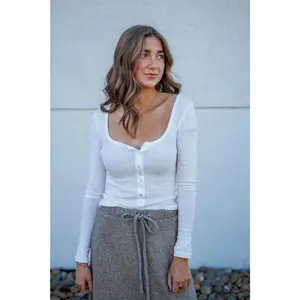 Free People - End Game Pointelle Long Sleeve - SUGAR SWIZZLE (WHITE)