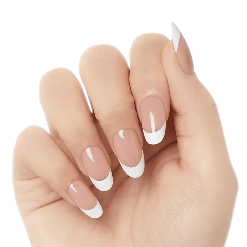 Kiss Salon X-tend LED Soft Gel Press On Nail Starter Kit System - Pure | French, White, Medium, Oval