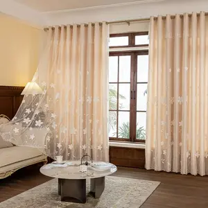 Elegant Floral Embroidered Curtain, Light Blocking & Breathable, Perfect for Living Room & Bedroom, Cozy Furniture Decor, Window Curtain