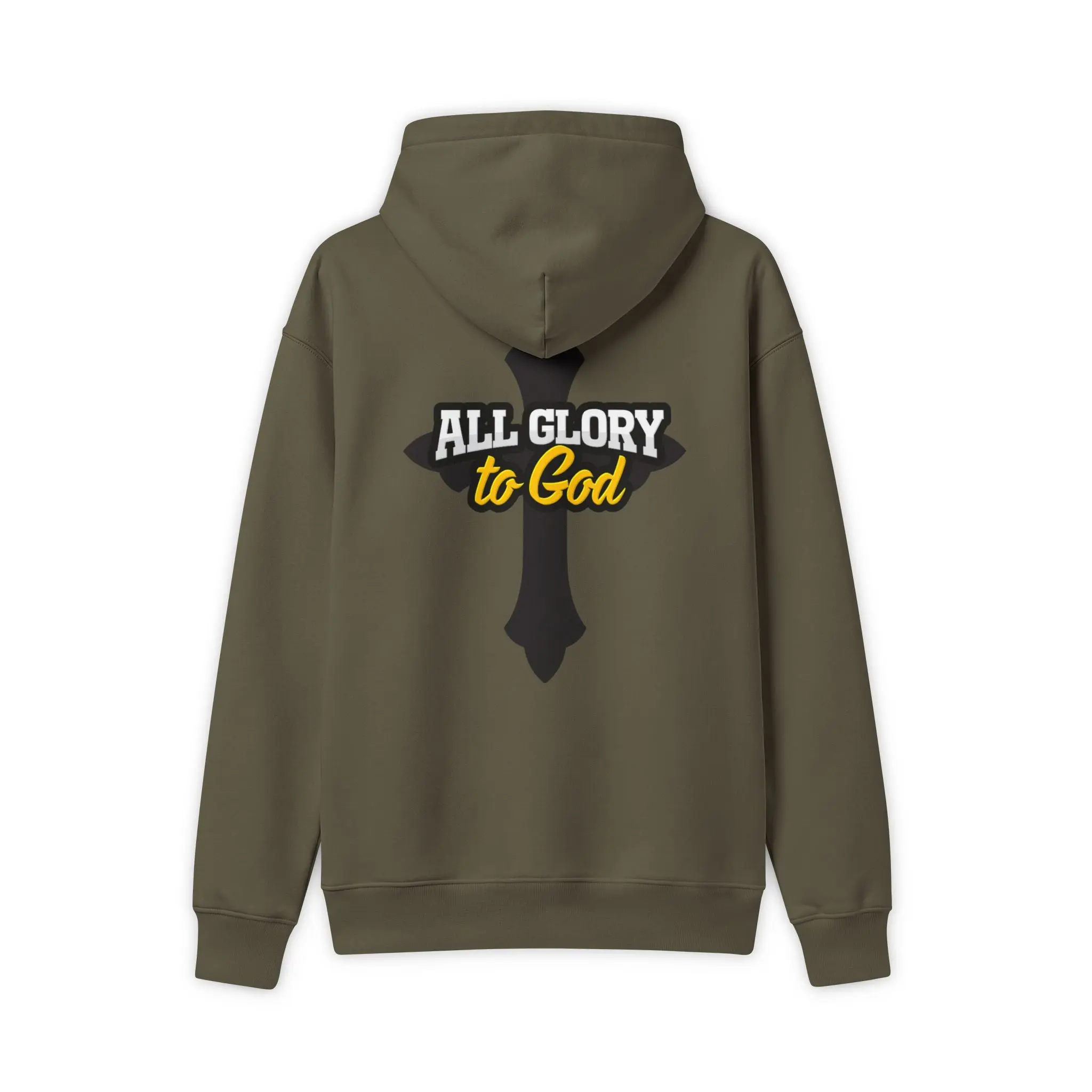 Faith Cross Hoodie — "All Glory to God" Back Graphic