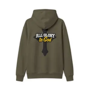 Faith Cross Hoodie — "All Glory to God" Back Graphic