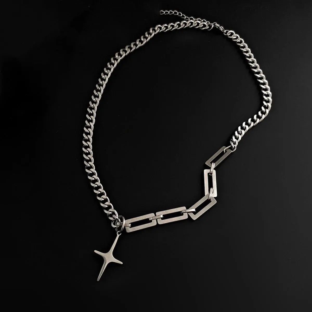 [2025 New Product] Hip-hop trendy brand simple and versatile Cuban splicing personality style star necklace trendy and fashionable to wear clavicle chain necklace gift
