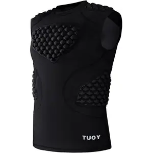 Men's Football Rib Protector Vest Heart Sternum Chest Shoulder Guard Padded Shirt for Aldult Rugby Softball
