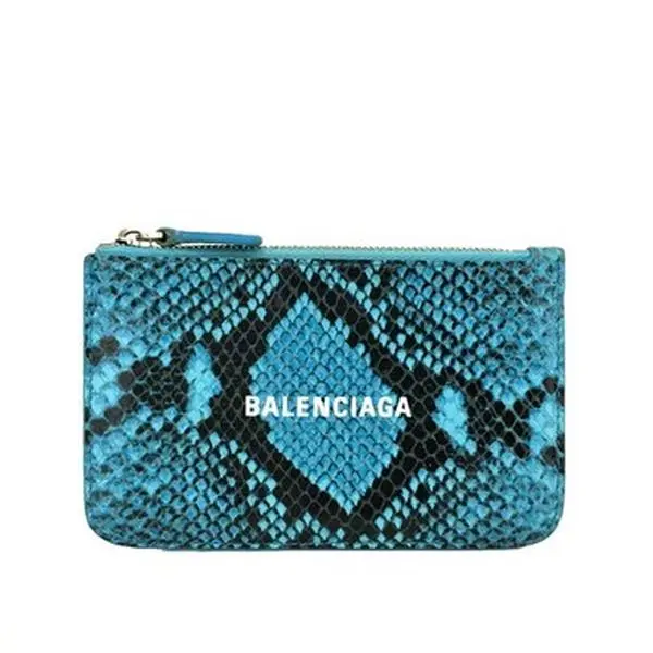 Pre-owned Other Other Balenciaga Logo Leather Coin Purse Wallet Blue 9815692158/196184
