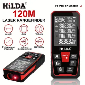HILDA Laser Distance Meter, Laser Range Finder, Battery Required 120m/393ft Laser Distance Tool with Angle Sensor & LCD Backlight, Suitable for Measuring Distance, Area, Volume (Without Battery)