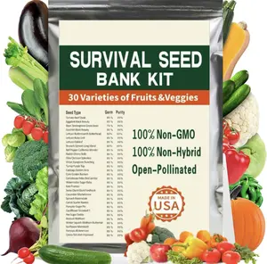 Survival Vegetable Seeds Garden Kit – 15,000+ Non-GMO & Heirloom Seeds, 30 Varieties for Emergency & Bugout Preparedness