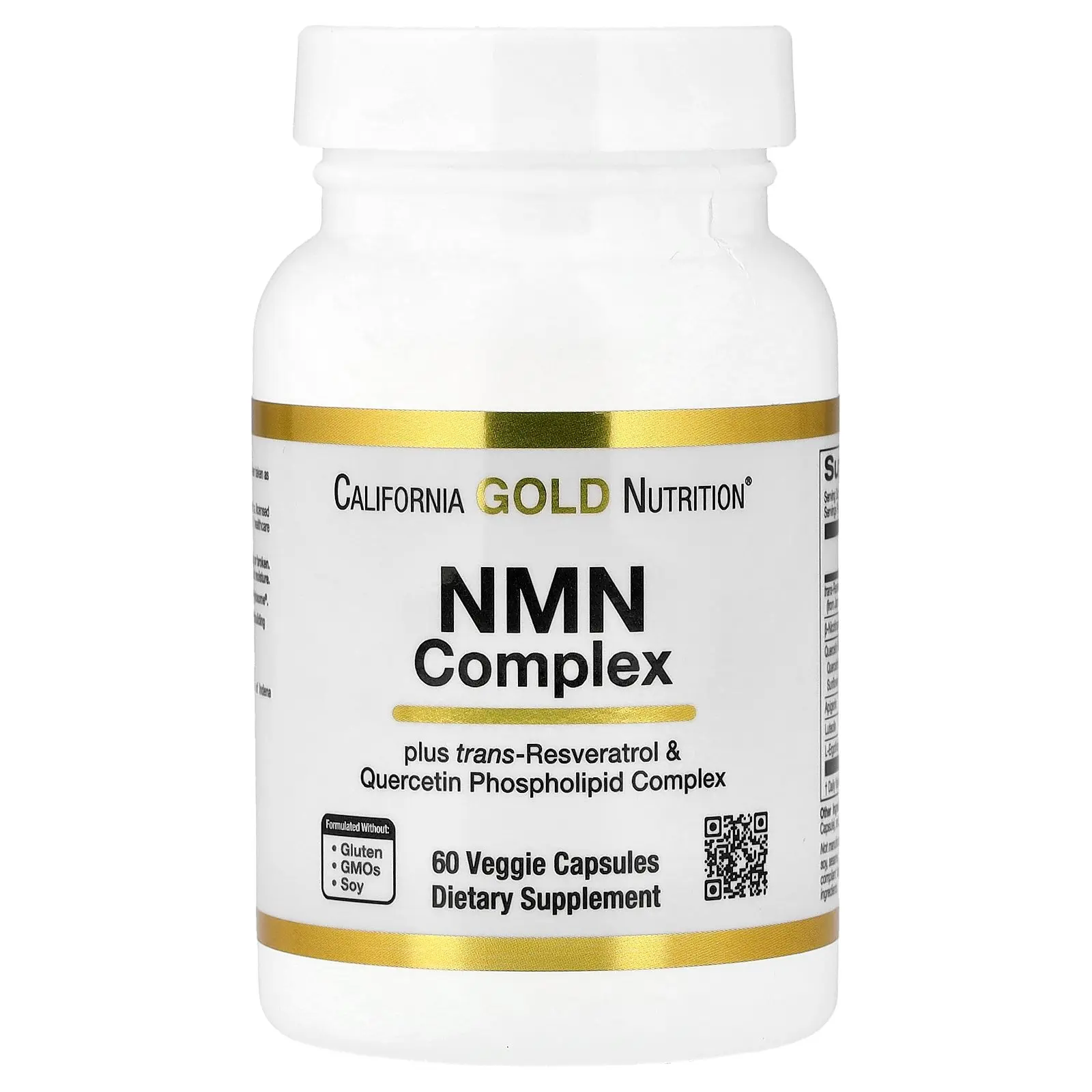 California Gold Nutrition NMN Complex with trans-Resveratrol, Quercetin Phytosome Complex, Apigenin, and Luteolin, 60 Veggie Capsules