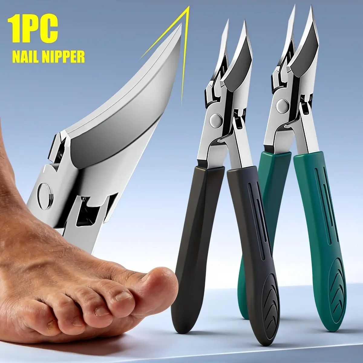 Ergonomic Thick Nail And Toenail Care Tools - Stainless Steel Precision Trimmer, Equipped with Ultra-Fine Angled Blade Design