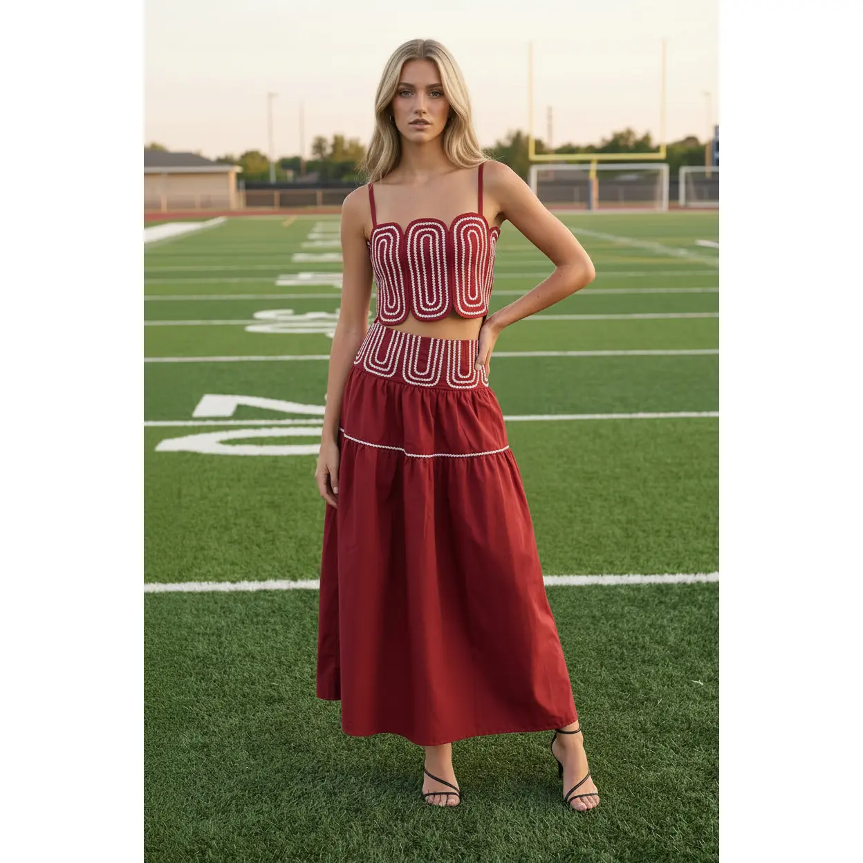 LACE TRIM TWO-PIECE SKIRT SET