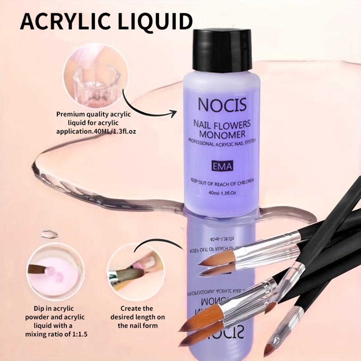 4 pcs 10g Acrylic Powder Set, Professional Acrylic Nail Powder Kit with Nail Brush & Liquid Monomer, for Acrylic Nails Extension, Carving & Nail Art, Manicure Tools for Nail Techs