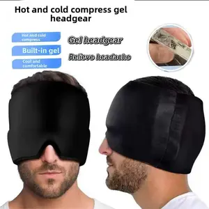 Solid gel headgear for physical cooling, hot and cold compresses, ice packs for facial relief, to alleviate migraines, eye mask, face mask Black