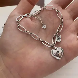 Minimalist 925 Sterling Silver LOVE Heart Bracelets For Women Elegant Charm Chain for Women New 1735