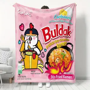 Korean Style Turkey Noodle Fun Blanket, High-Definition Digital Print, Soft Warm Throw for Sofa Bed Travel Camping Home Decor