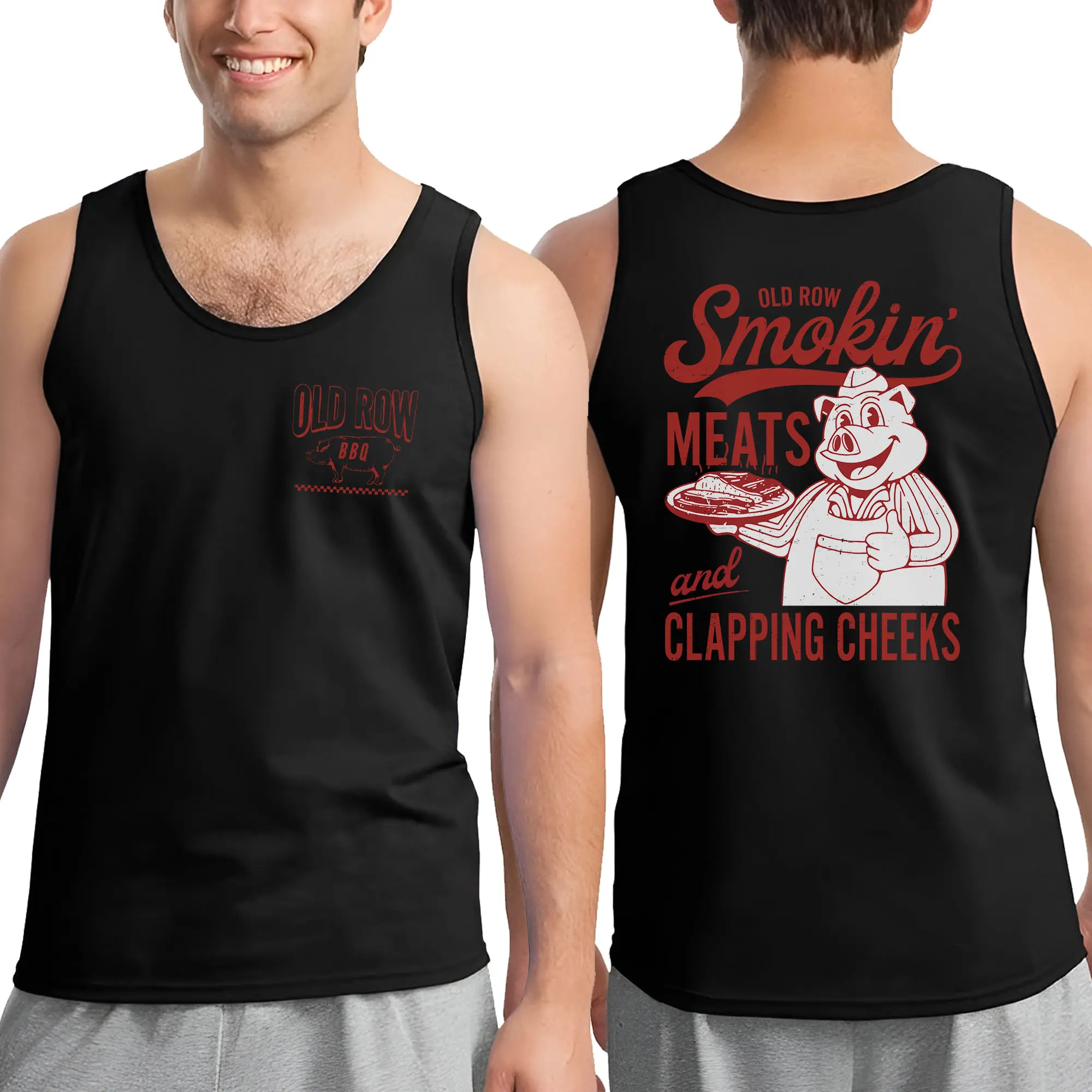 Smokin Meats 2-sided Tank Top, Clapping Cheeks, Unisex Ultra Cotton Tank Top Tee, For Men, Menswear Top Streetwear Casual