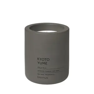 212 MAIN Large Scented Natural Wax Candle - Blomus Fraga, Concrete Container with Tarmac Finish, Kyoto Yume Fragrance, Home Decor Aroma Freshener