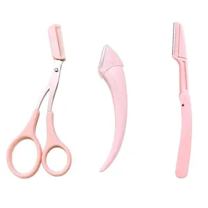 Eyebrow Scissors Set, 3pcs/set Eyebrow Trimmer, Eyebrow Shaping Tool, Eyebrow Product for Women & Girls, Portable Eye Makeup Tools for Home & Travel