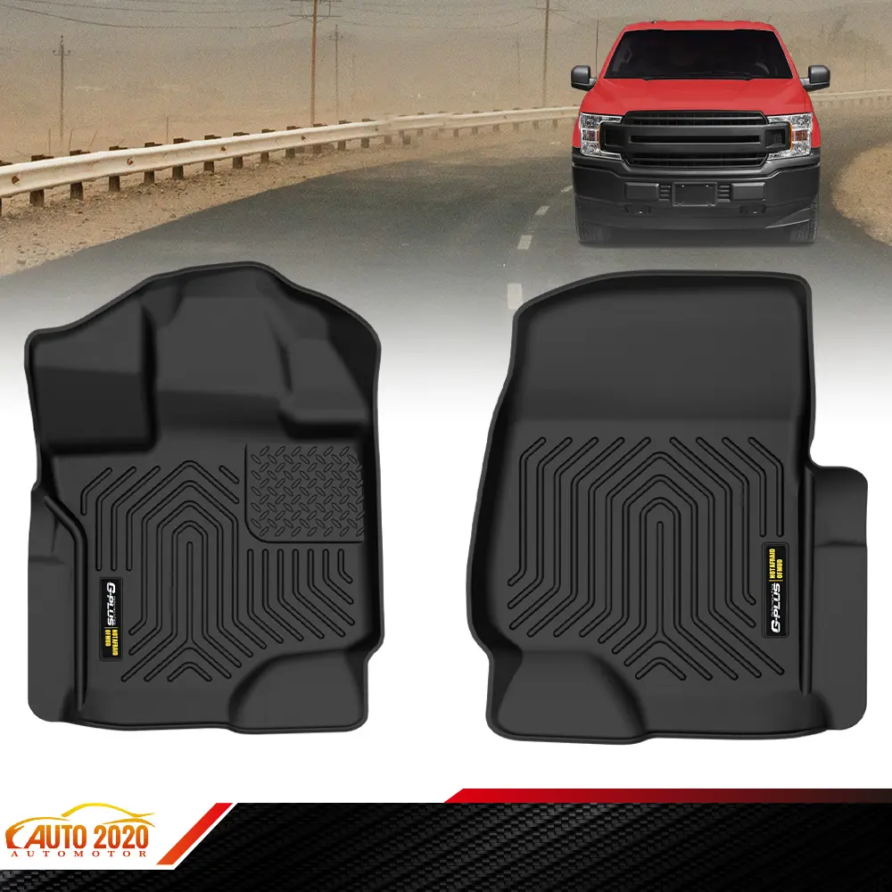 TPE Floor Mats Fit For 15-24 Ford F-150 Crew Cab(includes 22-24 Lightning Models) Front Row Liners,All Weather TPE 3D,Waterproof Non-slip Durable Upgraded Version Car Interior Accessory