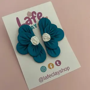 Lafe Clayshop Blue Flowers Earrings Handcrafted Clay Jewelry for Women