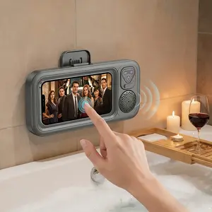 Wireless speaker, 360 ° rotating touch screen in the bathroom, waterproof touch phone case fixed bracket, shower and drama tracking device Bluetooth small speaker, speaker audio TV bracket, swimming pool, kitchen, watching movies, listening to music