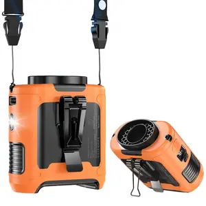 10000mAh Waist Clip Fan, 40H Cooling Personal Wearable Fan, 5 Speeds 16000RPM Strong Body Fan, USB Rechargeable Hands-free Belt Fan With Flashlight & Power Bank for Outdoor Work Travel Fishing