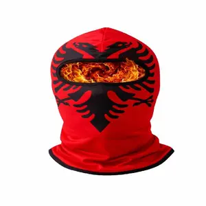 Albanian Flag Balaclava Ski Mask for Men and Women, Red & Black Double-Headed Eagle Winter Face Mask, Country of Albania All Weather Shiesty for Skiing, Snowboarding, Motorcycle Riding & Outdoor Work