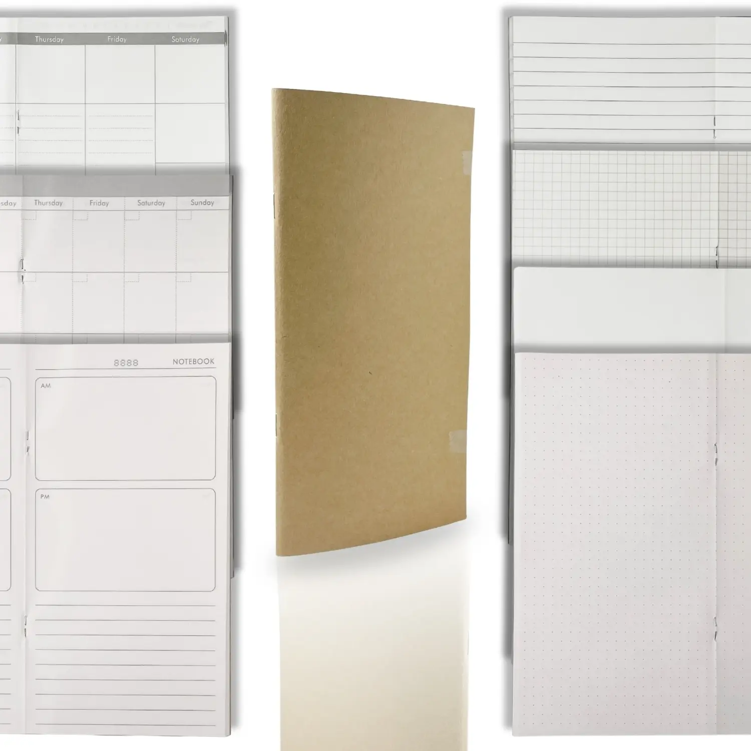Premium TN Journal Inserts | Traveler’s Notebook Refills (Standard 110x210mm) - 100g No-Bleed Cream Paper for Writing, Grid/Lined/Blank/Weekly Planner, Refillable Inner Pages, Classic Ruled Paper, Stationery Essentials, Journal Supplies