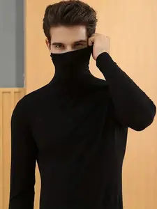 Men's High Neck Long Sleeve Sweater, Regular Shoulder Design, Comfortable Fashion Knitwear, Ideal for Daily Wear