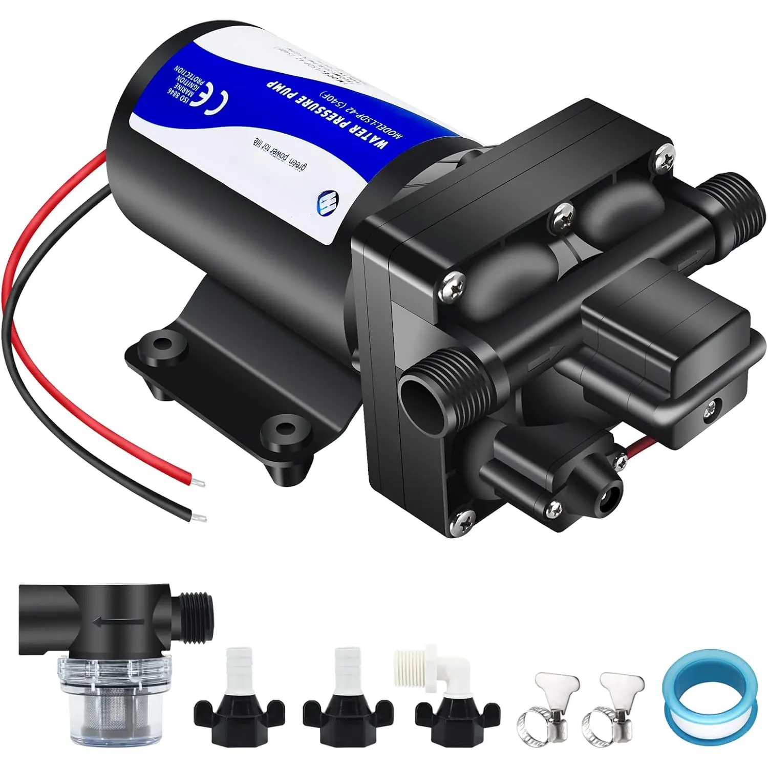 12V DC RV Fresh Water Pump 5 GPM  Increase Booster Pump 70 PSI Transfer Pump Self Priming on Demand Water Pump Diaphragm Pump Washdown Pump for  Inline Water Pump...