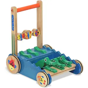 Deluxe Chomp and Clack Alligator Wooden Push Toy and Activity Walker
