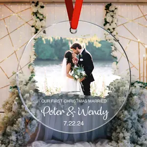 First Christmas Married Ornament with Photo Christmas Ornament Gift for Couples