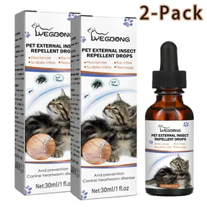 [2-Pack] Get Rid Of Fleas & Ticks On Pets! Natural Plant Extract Anti Parasite Drops for Dog Cat, Prevent Lice & External Bug Infestation, Mild Non-Toxic Formula