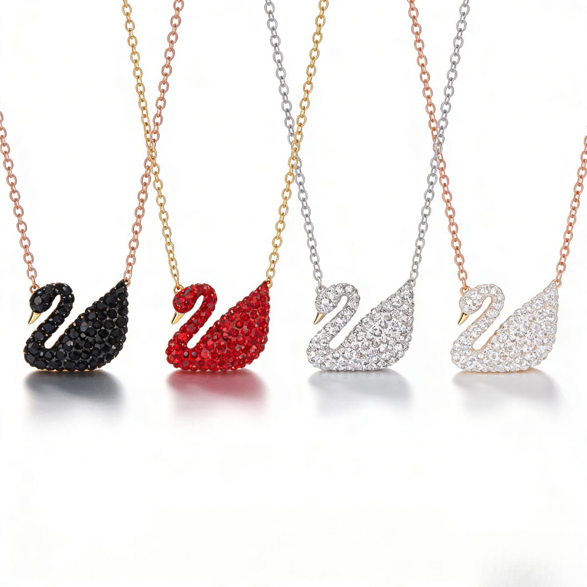 Elegant Swan Necklace with Sparkling Beating Heart Crystal, Luxury Fashion Clavicle Necklace for Women
