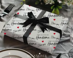 Happy Valentines Day Handsome wrapping paper & gift tag For Him Uk,Valentines day Gift Wrap for Boyfriend, Valentines Gift Wrap For Husband, gifts best friend, funny wrapping paper