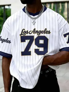 Los Angeles 79 American Baseball Jersey, 2026 New Vintage Stripe Oversized Short Sleeve, Multi-Color Options, Ideal for Daily Outings, Street Style, Edgy Looks, A Standout Piece to Showcase American Retro & Sporty Trend.