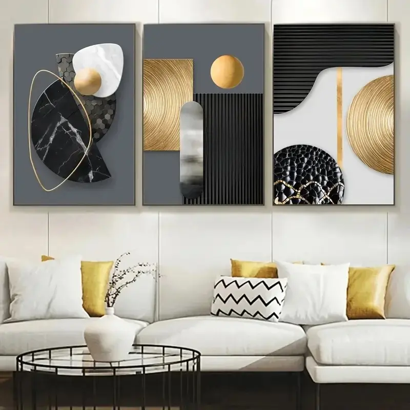 3pcs Canvas Poster Abstract Geometry Art Beautiful Marble Art Simple Design Decoration Items Gift for Friend Art Wall Decoration Living Room Bedroom Decor Modern Abstract Design