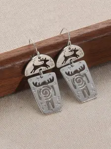 Deer Shaman Petroglyph Earrings, Handmade, Hand Stamped, Dangle Earrings, Native Petroglyph, Visible Faith Jewelry