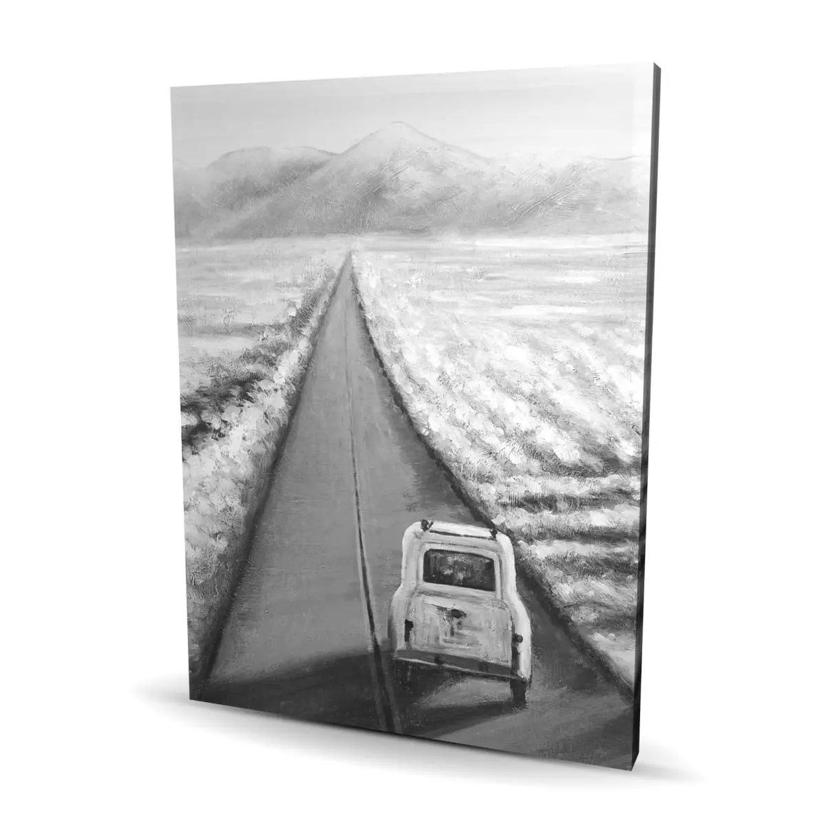 212 MAIN Vintage High-Def Gray, Black & White Road Car Photo Wall Art - 36x48 in. Posters & Prints, Adventure-Travel Room Home Decor Supply