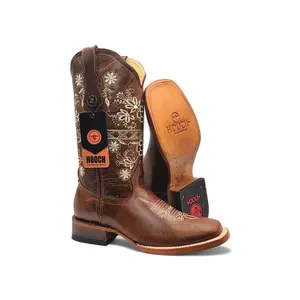 Womens Wide Square Toe Western Boot – Genuine Volcano Leather H227151F