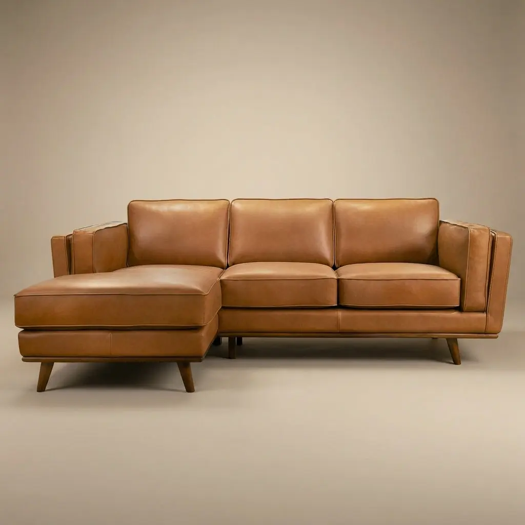 Ferre Leather Sectional Left Facing Chaise
