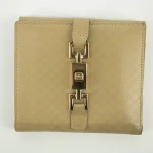 Pre-owned GUCCI Leather small leather goods Beige Jackie Micro Guccisima Compact Wallet #2390