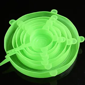 6 Pcs Silicone Cover Stretch Lids for Kitchen Microwave Food Covers Bowl Caps Elastic Silicone Lid Cap Universal Adaptable Lids NONE