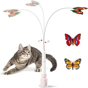 Electric Interactive Cat Wand Toy with Spinning Butterfly and Suction Cup Self-Play & Handheld Modes for Indoor Kittens Rechargeable Teaser Flying Whack-a-Mole cat enrichment toy Collapsible Tunnel Bed Cushion