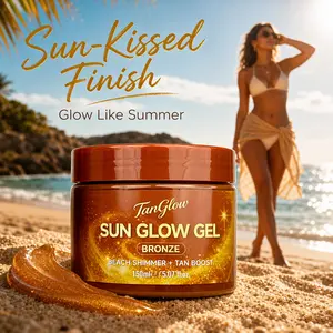 TanGlow Sun Glow Tanning Gel with Golden Shimmer 150ml - Tan boost, non greasy，Smooth Lightweight Body Care Cosmetic, Golden Beach Glow for All Skin Types