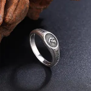925 Sterling Silver Vintage Angel Ring for Men and Women - Unisex Trendy All-Match Jewelry Gift