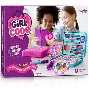 Pretty Me Secret Messaging Kit for Kids UV Pen Cipher Wheel Stickers Holographic Scratch Offs Fun Hidden Messages 5x5 in