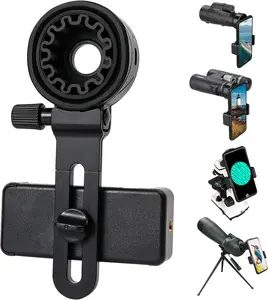 Telescope Phone Adapter, Universal Cell Phone Mount Compatible Binoculars, Monocular, Microscope, Spotting Scope, Telescope, Smartphone Holder Clip Bracket Fits Almost of Mobile Phones Rechargeable Smart Selfie Stick with Lights    with   Design Premium